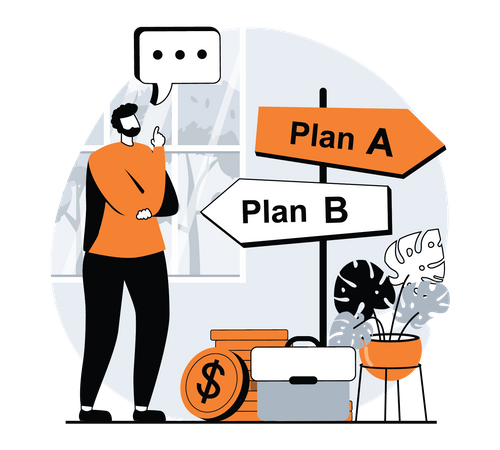 Confused Businessman selecting plan a or b Illustration