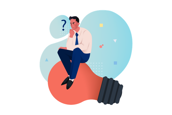 Confused businessman thinking idea  Illustration