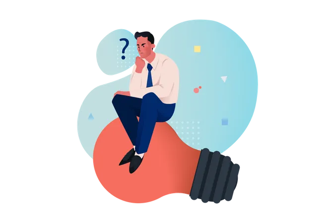 Confused businessman thinking idea  Illustration