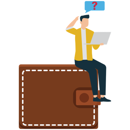 Confused Businessman with Empty Wallet  Illustration