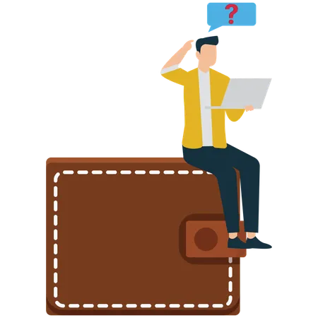 Confused Businessman with Empty Wallet  Illustration