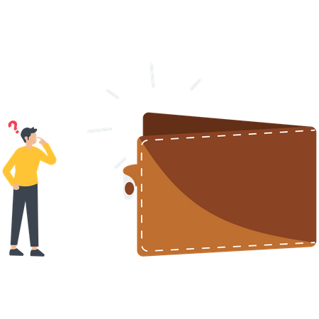 Confused businessman with empty wallet  Illustration