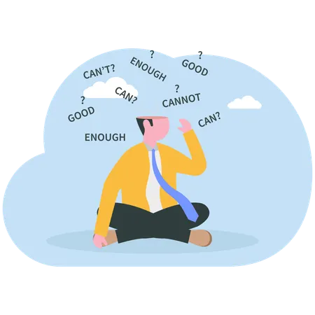 Confused businessman with thoughts  Illustration