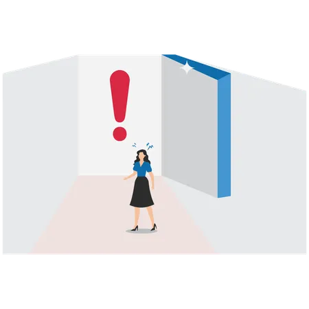 Confused businesswoman finding direction  Illustration