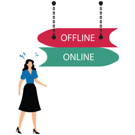 Confused businesswoman to decide a business  Illustration