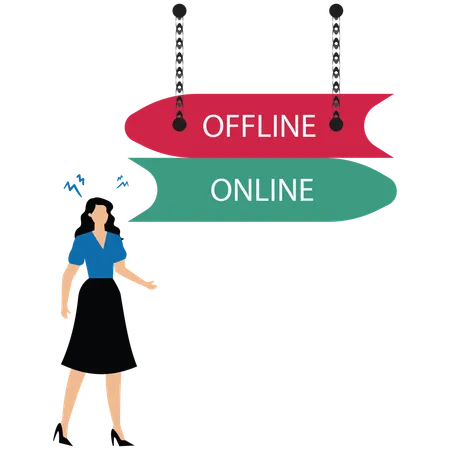 Confused businesswoman to decide a business  Illustration