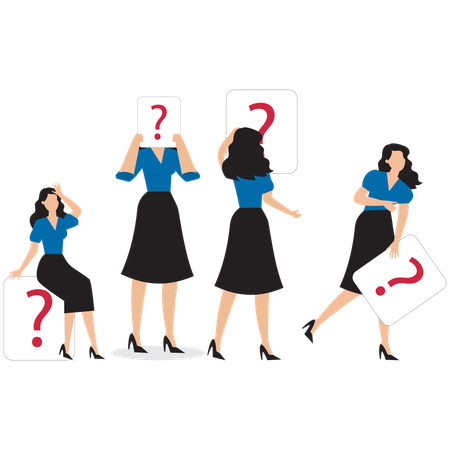 Confused businesswoman with doubts  Illustration