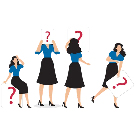 Confused businesswoman with doubts  Illustration