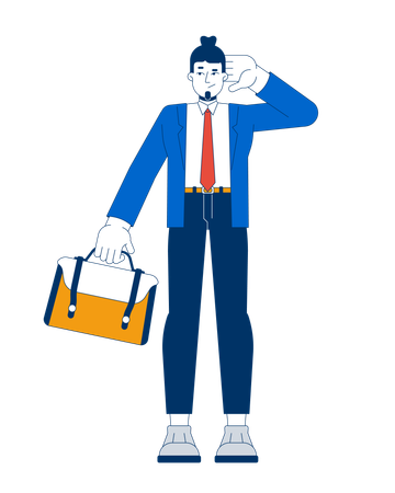 Confused caucasian businessman with briefcase  Illustration