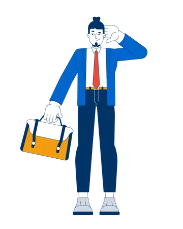 Confused caucasian businessman with briefcase  Illustration