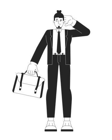 Confused caucasian businessman with briefcase  Illustration