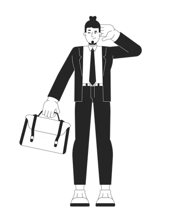 Confused caucasian businessman with briefcase  Illustration