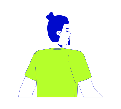 Confused caucasian man rear view  Illustration