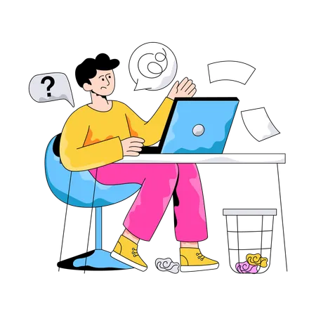 Confused Employee works on deadlines  Illustration