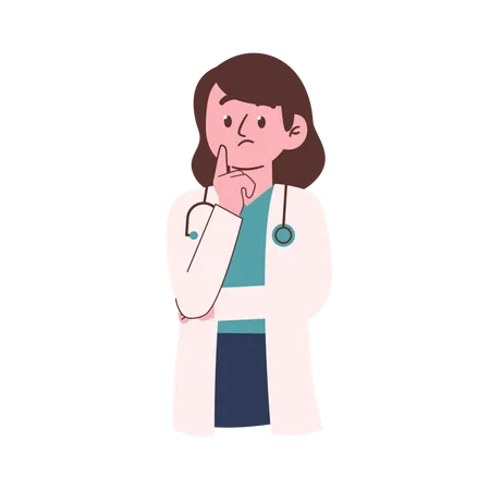Confused Female Doctor  Illustration