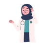 illustration confused woman doctor