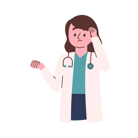 Confused Female Doctor  Illustration