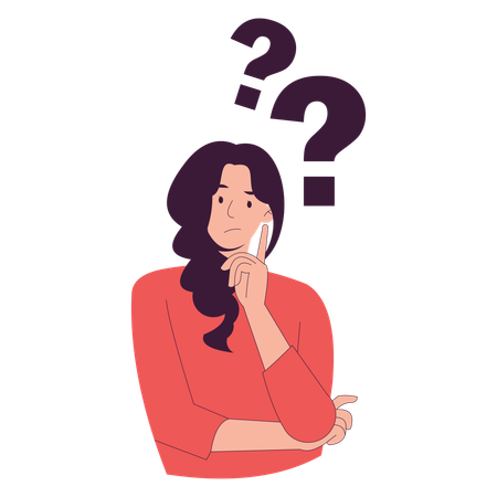 Confused Female Thinking Something  Illustration