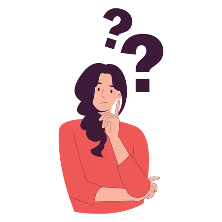 Confused Female Thinking Something  Illustration