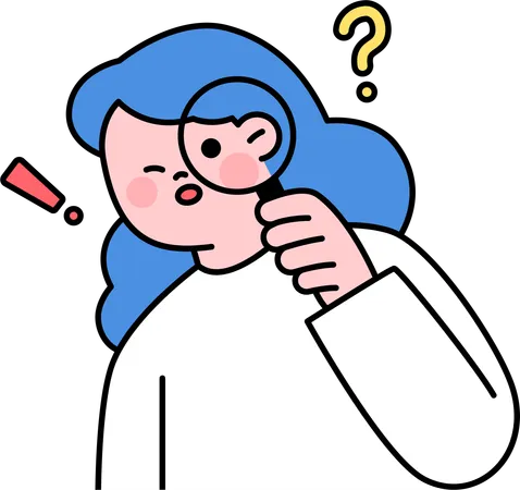 Confused girl finding something  Illustration