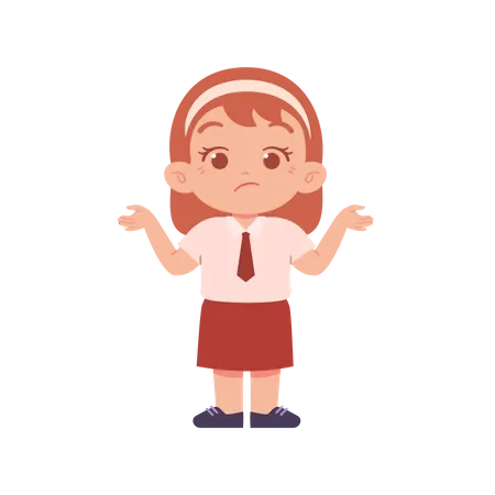 Confused Girl Student Standing With Open Hands  Illustration