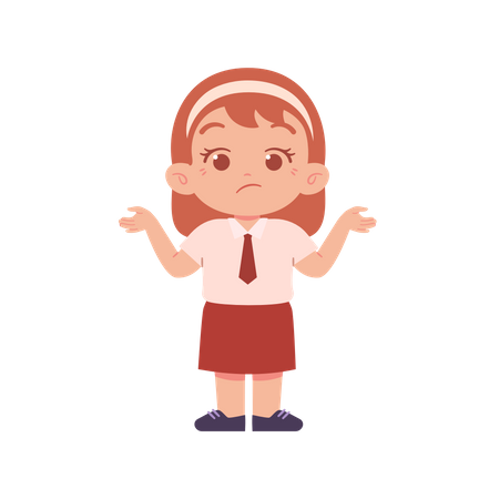 Confused Girl Student Standing With Open Hands  Illustration