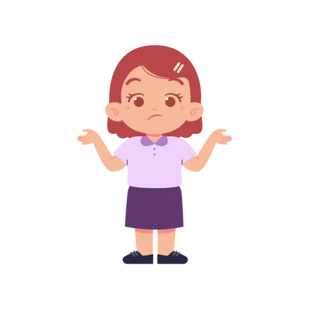 Confused Girl Student While Standing With Open Hands  Illustration