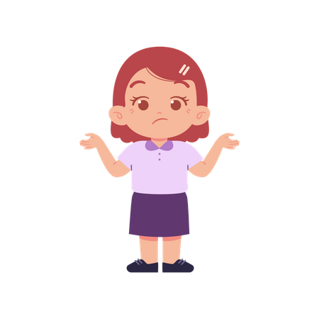 Confused Girl Student While Standing With Open Hands  Illustration