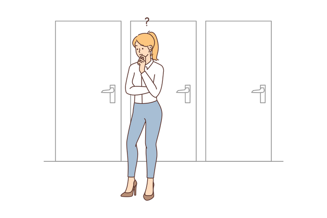 Confused girl thinking  Illustration