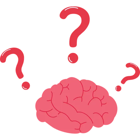 Thinking Human Brain Question Mark Seeking Answer Cartoon Brain Concept Illustration