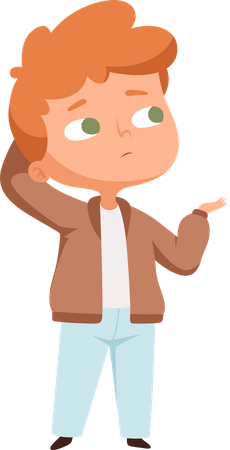 Confused Kid Asking Questions Illustration