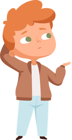 Confused Kid Asking Questions  Illustration