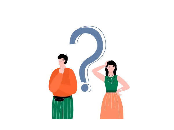 Confused male and female customer  Illustration