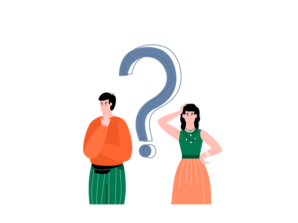 Confused male and female customer  Illustration