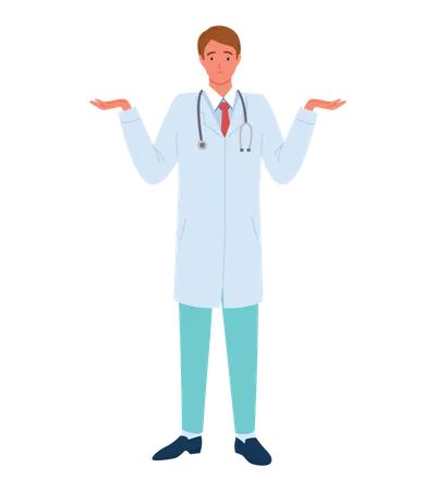 Confused Male Doctor  Illustration