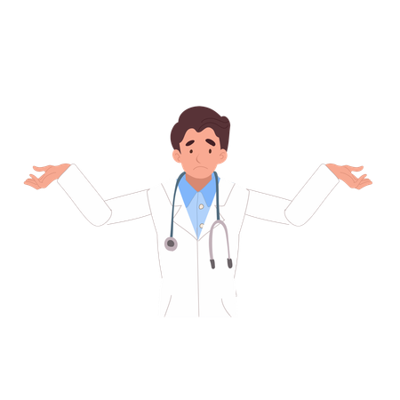 Confused Male Medical Professional Gesturing Puzzled  Illustration