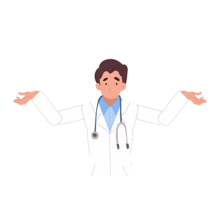 Confused Male Medical Professional Gesturing Puzzled  Illustration