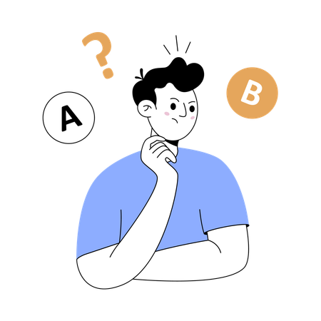 Confused man choosing option  Illustration