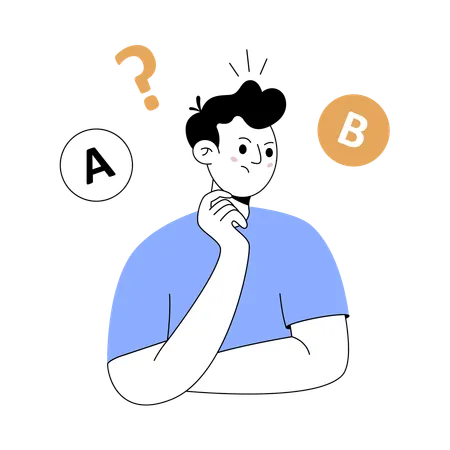 Confused man choosing option  Illustration