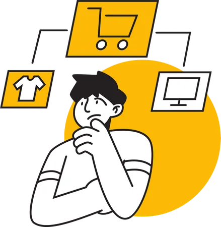 Confused man doing shopping  Illustration
