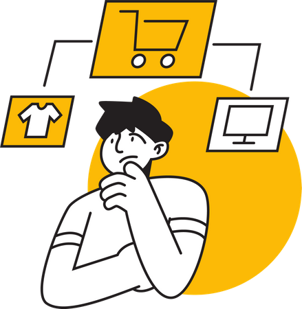 Confused man doing shopping  Illustration