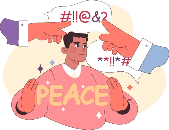 Confused man finds inner peace  Illustration