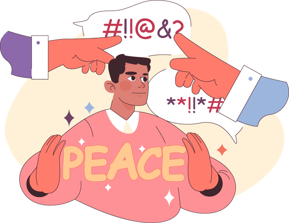 Confused man finds inner peace  Illustration