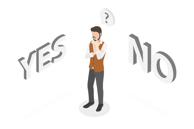 3 D Isometric Flat Vector Conceptual Illustration Of Choose Yes Or No Right Or Wrong Illustration