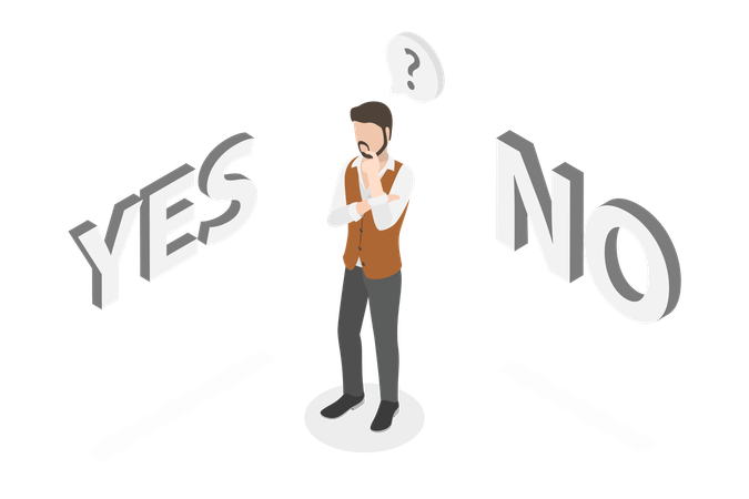 Confused man for Choose Yes Or No  Illustration