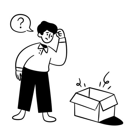 Confused Man Looking at an Empty Box  Illustration