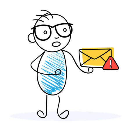 Confused man looking at spam mail  Illustration