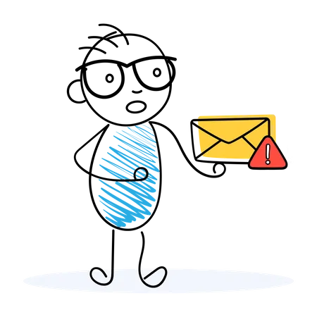 Confused man looking at spam mail  Illustration