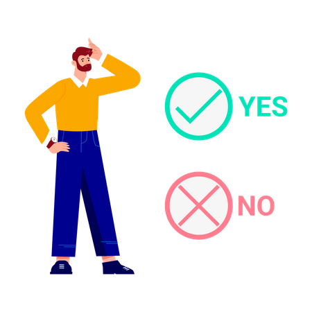 Confused man making decision  Illustration