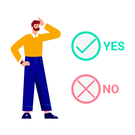 Confused man making decision  Illustration